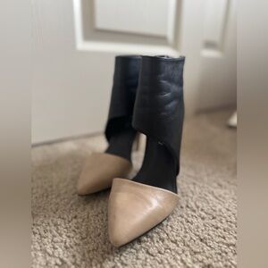 Tan and black high heels